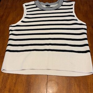 Talbots Black & White Striped Knit Tank